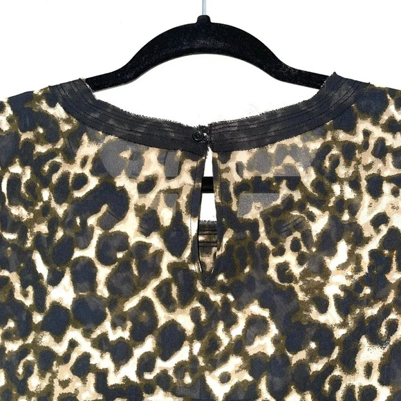 Converse NWT Tan & Black Leopard Print Layered Ruffle Mini Dress Small Women’s - Picture 8 of 14